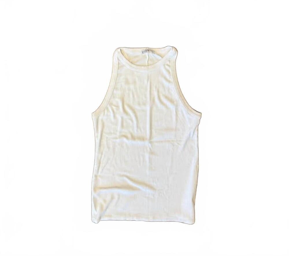 NEW STATESIDE women's rib high-neck tank top in buttermilk